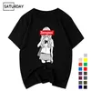 Men's Senpai Anime Girl Nerdy Cotton Black Print T-shirt Women Manga Streetwear Tee Cotton Tshirt Unisex Harajuku Clothes G220512