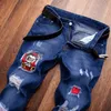 Jeans för män mode rippade denim byxor cyklist högkvalitativ manlig rak avslappnad designer mäns byxor hip hop calca 220606