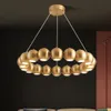 Modern design rund boll hängsmycke lampor LED ljuskrona för matsal vardagsrum kök guld / krom hängande lampa