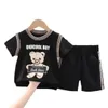 fashion casual boys set 2022 summer Children's clothes new boy baby Cartoon bear short-sleeved t-shirt+shorts 2 pcs suit