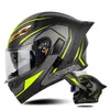 Casque de moto quatre saisons double lentille, visage complet, demi-casque de Locomotive, la dernière capacité modulaire rétro Dot