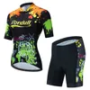 2024年女性のグリーンファッショントライアスロンサイクリングジャージー半袖MTB Maillot Bike Shirdダウンヒルジャージープロチームトリコタマウンテン自転車服