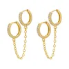 Hoop & Huggie Small Earrings Gold Color Two Hole Piercing For Women Brilliant Crystal Zircon Chain Earring VE461Hoop HuggieHoop