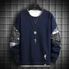 Mężczyźni Harajuku Hoodie Casual Hip Hop Bluza Szycie Drukuj Mężczyzna O-Neck Moda Męskie Odzież Multi Color Top 220325