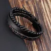 High Quality Stainless Steel Buckle Charm Bracelet Genuine Leather Natural Stone Bracelets for Men