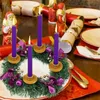 Decorative Flowers & Wreaths Purple Ribbon Christmas Wreath Advent Garland Season Ornaments Candlestick OrnamentsDecorative