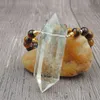 Pendant Necklaces Natural Crystal Quartz Point 8mm Tiger Eye Round Beads Knot Handmade 30Inch And 40InchPendant