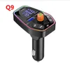 Kit Bluetooth 5.0 Trasmettitore FM wireless Q9 Q10 Car Bluetooth MP3 Chiamata in vivavoce Visualizzazione della tensione PD Carica rapida Suono senza perdita