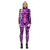 Kvinnors jumpsuits 3D Skeleton Digital Print Leotard Suit