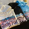 Damen Hoodies Sweatshirts Retro American Gothic Übergroßer Briefdruck Hoodie Damen Y2K Street Hip Hop Loose Harajuku Pullover Top
