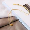 Anhänger Halsketten 2022 Schönes Herz rund quadratisch Buchstaben Halskette Gold Farbe Metallkette Feiertag Geometrische Schichtwomenpendent