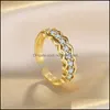 Band Ringe Schmuck Frauen Diamant Reihe Ring Finger Gold Offene Einstellbare Cluster Schwanz Verlobung Hochzeit Mode Drop Lieferung 2021 J67NL