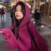 YvlVol Oversize Dragon Fruit Color Hooded Sweater Sweetshirts Dames Hoodies Pollovers 2021 Luie stijl Dent lange mouwen Tops T220726