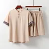 Men's T-Shirts Plus Size Men's Summer Chinese Style Embroidery T-shirt Sets 150Kg Bust 158cm 6XL 7XL 8XL 9XL 10XL 11XL Loose Linen TopsM