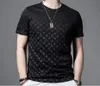 227 New ed ummer Slim Half-sleeve Printing Hot Drill Personality Trendy Ins Round Neck Men's T-shirt Black