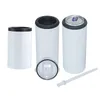 4 in1 12oz Sublimation Can Cooler Tumbler Cups Double Wall Stainless Steel Vacuum Insulated Coolers With Two Lids and Straws For Slim & Standard Cans Beer Bottle