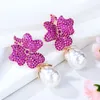 매달린 귀걸이 Godki Trendy Shell Pearl Flower Stud for Women 2022 Fashion Eor Candy Femme Brinco 도매 보석