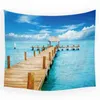 Architektonische Landschaft Wand Teppich Strand Decke Böhmen Dekoration Makramee Hängen Meer Holz Brücke Promenade Tapisserie J220804