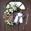 Corona con decoración de primavera cruzada, guirnalda de puerta delantera de Pascua artesanal, colgante de pared para casa, granja, decoración de flores artificiales