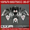 OEM Bodywork For SUZUKI GSXR 750CC 600CC 750 600 CC 06-07 Body 130No.59 GSXR600 GSXR750 K6 GSX-R750 06 07 GSXR-750 GSXR-600 2006 2007 Injection mold Fairing lucky white blk