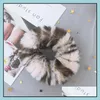Akcesoria do włosów zima vintage prosta naśladowanie królika lamparta gumka gumka moda moda dziewczyna Kobiet Kucyk Drop dostawa 2021 Baby DH3AR