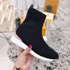 Melhor Silhueta Martin Boot Mulheres High High Heel Stretch Meias Botas e Sock Plana Sneaker Botas de Tornozelo Luxo Sexy Lady Dress Sapatos com Caixa No50