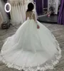 2022 Aso ebi Long Sleeves Ball Dubai Dresses Dresses Wedding Dresses Shute Crew Neck Lace Hutios De Novia Dorts مع أزرار BA4765