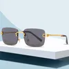 Luxury Designer Sunglasses For Women Mens Frameless Shades Retro Metal Rimless Optical Frame designer shades mens sunglasses Classic Rectangle Square glasses