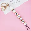 Mother's Day Gift Designer Print Silicone Wood Bead Mama Keychain Monogram Keychain For Mom JW160