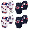 CEUF Personalize Men Women Kids #6 Jack Hughes S-6xl Trevor Zegras Jersey EUA U18 Equipe 2021 BioSteel All American Home Home Navy Away Jersey