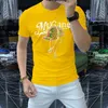 New Fashion Men's T-Shirt Rhinestone Hat Letter Hip-hop Pattern Tees Colourful Multicolor Comfortable Handsome High-quality Man Clothing Red Black White orange M-4XL