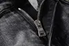 Black Man Skinny Jeans Designer Gris Fit Rip Skull Slim Biker pour Hommes Denim Détresse Culte Rappeur Rue Poche À Fermeture Éclair Longue Jambe Droite Adoucisseur Extensible Vintage 2022