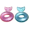 Bleu rose sirène dossier gonflable anneau de natation adulte enfants natation anneaux flottants piscine flottante plage fête jouet
