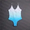 Womens Multicolor One Piece Swimwear Padded Backless Bikini Designer Tight Bathing Suit Letter Printed