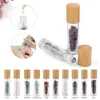 Sublimation 1pc Gemstone Roller Bottle Nature Quarz Essential Oil Bottles Bamboo Cover 10ml Travel Vials Glass Bottle 10 Color Rollers Jars