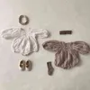 Bloemen Retro Baby Spullen Herfst Meisje Kleding Fotografie Outfits Nieuwe Koreaanse Stijl Peuter Meisje Kleding Boutique Kinderkleding G220510