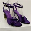 Luxo Velvet Diamond Heel Summer Sapatos Mulher Banda Cruzada Torno