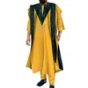 Bintarealwax męskie garnitury afrykańskie ubrania dla mężczyzn koszule dashiki spodnie ankara 3 -częściowy zestaw ślubnych stroje szacie szata tradycyjna odzież Wyn1526