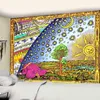 Tarocchi psichedelici Arazzo colorato Sole e luna Appeso a parete Hippie Bohemian Mandala Tappeti Dorm Decor Coperta J220804