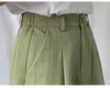 FLECTIT Women 's Bermuda Shorts Cotton High Waist Wide Leg 전선 주름 플러스 여성 학생 소녀 캐주얼 복장 220527