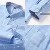 Camicie a righe da uomo 100% cotone Oxford manica lunga scozzese tinta unita casual per uomo d'affari uso quotidiano Camisas Hombre 220323
