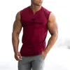 Muscleguys Marka Gym Giyim V Boyun Boyun Sıkıştırma Kolsuz Gömlek Fitness Diş Top Pamuk Pamuk Vücut Geliştirme Tanktop Egzersiz Yeleği 220621