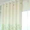 Rideaux rideaux coton et lin feuilles vertes rideaux contractés pur frais demi-occultant fenêtres pour salon chambre rideau