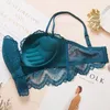 Comfortable Gathering Sexy Underwear Suit push up bra Ring-free lace edge massage palm cup bra+set lingerie femme 75C 80C 85C 220513