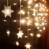 Strings Memory 8 Mode Flashing Light Waterproof Holiday Outdoor Xmas Snowflake LED Curtain String Party Connectable Wave Fairy D30LED