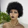 Parrucche corte per capelli umani ricci crespi Parrucca brasiliana diritta Remy per donne nere Realizzata a macchina senza colla con frangia 220609