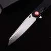 Remise Chaude Couteau pliant à rabat H7191 440B, lame Tanto satinée G10 avec manche en tôle d'acier inoxydable, roulement à billes, couteaux de poche à ouverture rapide