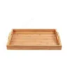 Wooden Bamboo Rectangular Serving Tray Kung Fu Tea Cutlery Trays Storage Pallet Fruit Plate with Handle by sea 30pcs DAS465