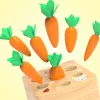 Wooden Toys Baby Montessori Toy Set Pulling Carrot Shape Matching Size Cognition Baby Toy Educational Toy For Children Kids Gift 220706