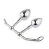 Stainless steel anal hook removable plug combination inserted into sexy toy adult products